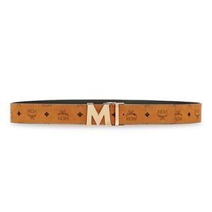 MCM Claus Reversible Logo Belt in Cognac